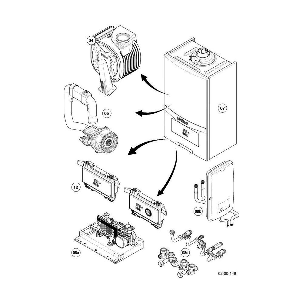 Vaillant ecoTEC Pure VUW 286/7‑2 (INT II) robbantott ábra