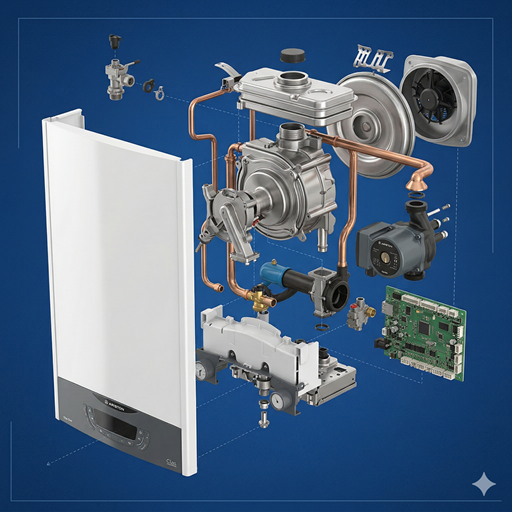 Ariston Clas One System 24 fali kondenzációs fűtő gázkazán és robbantott ábrája